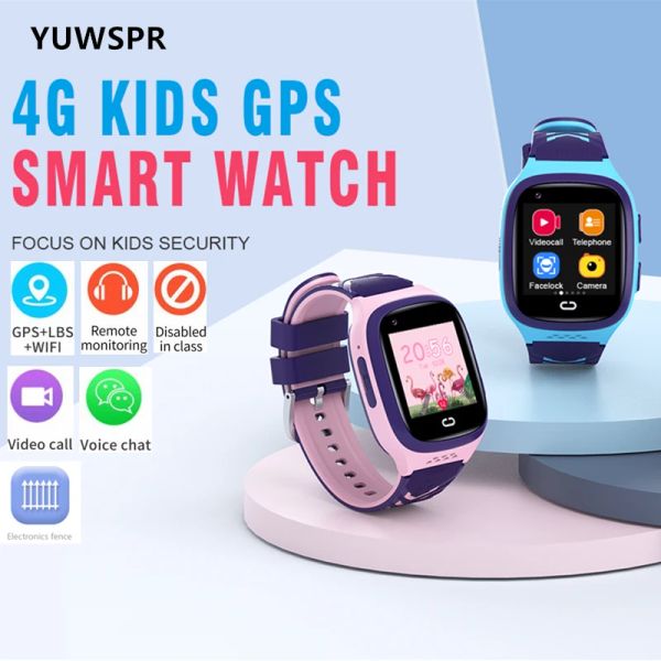 Смотреть 4G Kids GPS Tracker Smart Watches GPS LBS Wi -Fi Location Video Call Remote Backcall Smart Watch Support South America Lt31