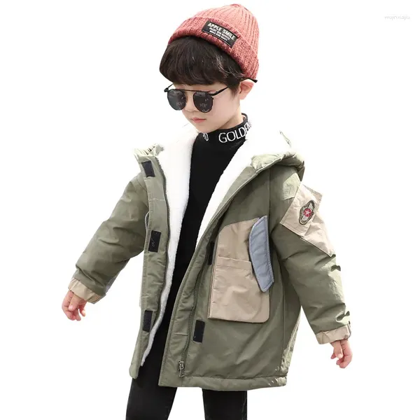 Down Coat Boys Fashion Baby Girl menino jaqueta de inverno peles de veludo grossa infantil infantil criança quente fora roupas