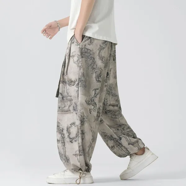 Herrenhose Japanische Kimono Herren Streetwear Mounatin Druck Harem Haori Baggy Hosen Harajuku Hip Hop Plus Größe M-XXXXXL