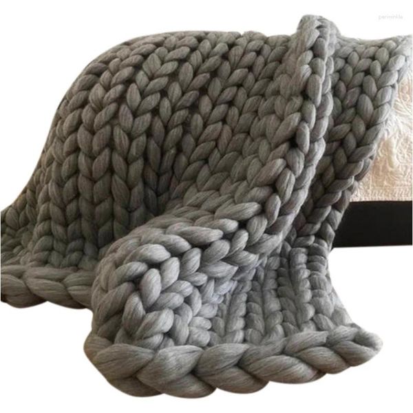 Decken Mode Handknitteln klobig Merino Wolle Decke Dicke große Garn -Roving -Strickgarne warme Wurfsofa Abdeckung