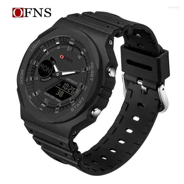 Relógios de pulso OFNS Watches de homens casuais de 50m de quartzo esportivo de água de água para o pulso Male LED Digital G Style Relogio