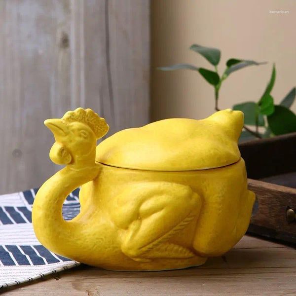 Tazze sale a tazza di pollo al forno barattolo marchio in ceramica fantastica scultura di sabbia divertente