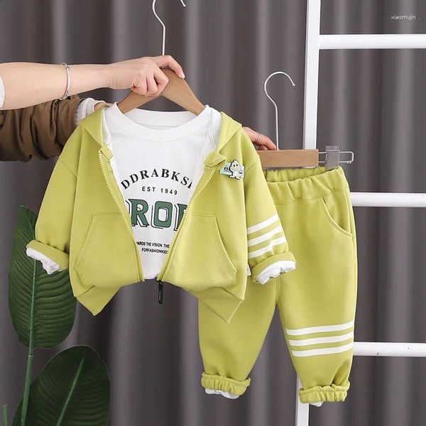 Bekleidungssets Baby Jungen Valentinstag Outfit 2024 Frühling Korea Style Casual Long Sleeve Kapuzenhaubeer T-Shirts Hosen Kinder Jungen Säugling