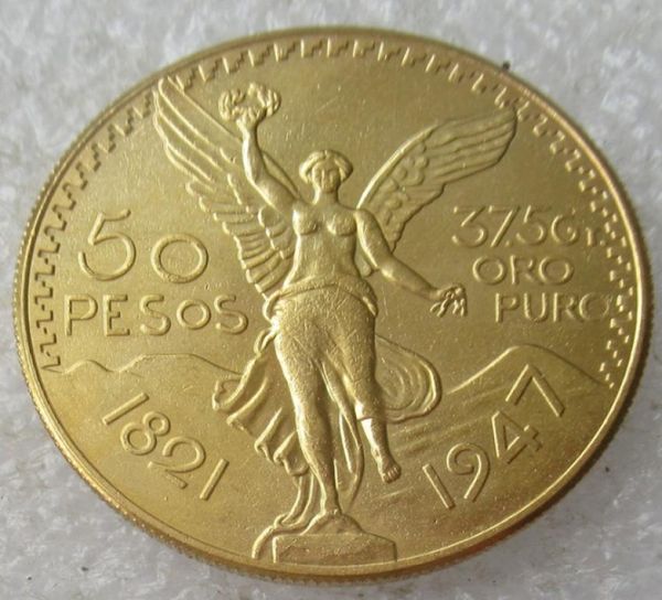 Ein Satz von 19211947 10pcs Craft Mexico 50 Peso Gold Plated Copy Coin Home Decoration Accessoires1907644