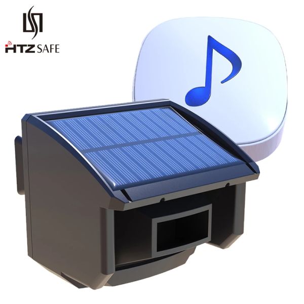 Sistem HtzSafe 400 Metre Güneş Kablosuz Driveway Alarm Dış Mekan Depremsel Hareket Sensörü Dedektörü DIY Güvenlik Uyarısı Sistemi