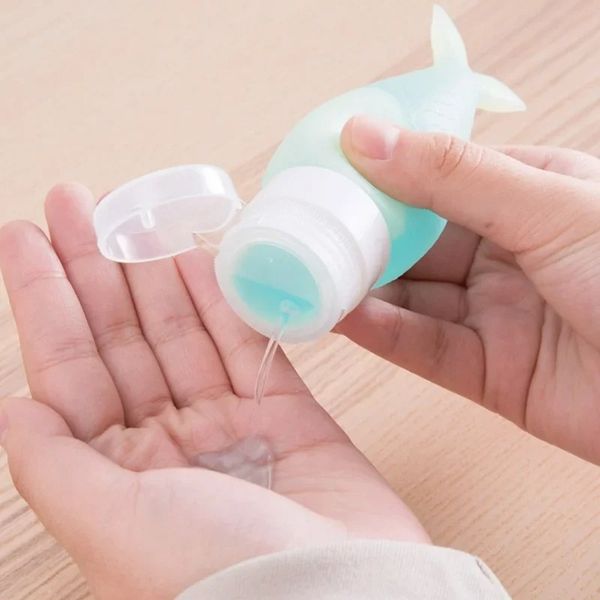 2024 48/90ml Sereia portátil Cute Recarregável Viagem silicone vazia Garrafa de gel de gel de sub-garção Sub-gotejamento Recipiente de aperto para silicone