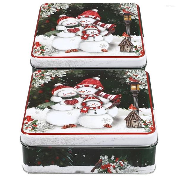 Garrafas de armazenamento 2 PCs Caixa de açúcar Decorações de mesa Caixa de presente Recipientes de biscoitos de Natal Tinta de ferro com tampa Favores