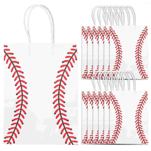 Bolso de papel de embrulho de presente 12pcs com alças de bolsas portáteis Multifuncional de beisebol multifuncional