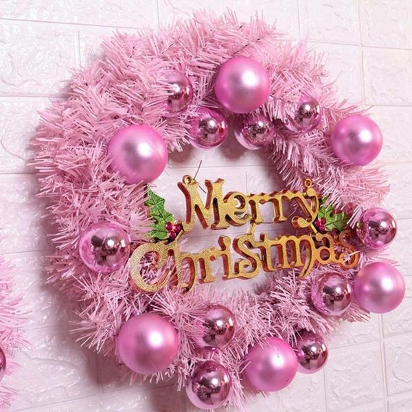 Decoração de festa 30cm Pink Feliz Natal Wreath Home Shopping Doors Windows Windows Walls Decorativo Ano 2024 Presentes