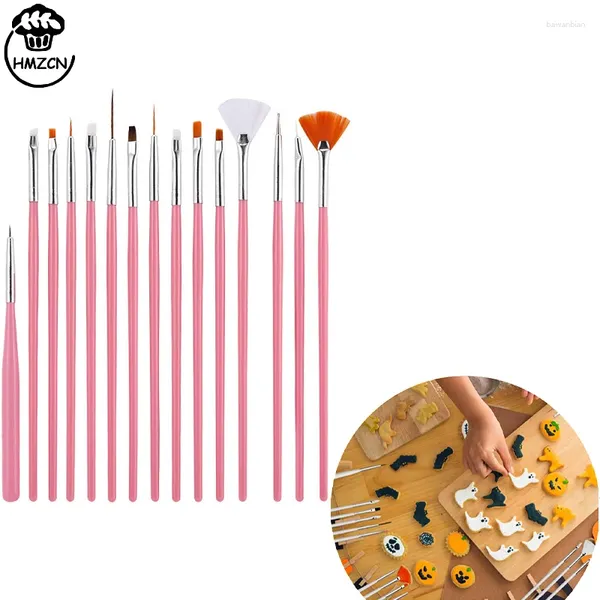 Backformen 15pcs/Set Fondant Cake Pinsel DIY Zuckerhandwerk Dekoration Werkzeuge Stift zum Malen von Keksdekoration