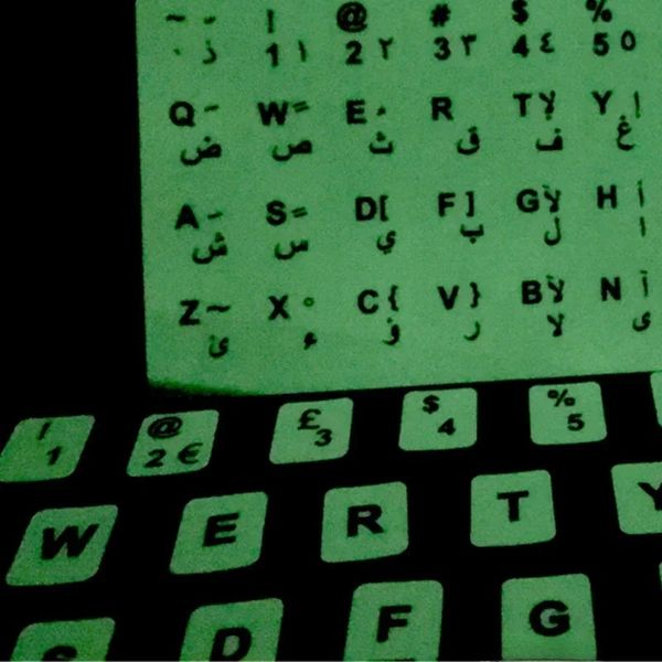 2024 Luminous Keyboard Stickers Letter Protective Film Alphabet Layout für Laptop -PC Spanisch/Englisch/Russisch/Arabisch/Französisch Sprache