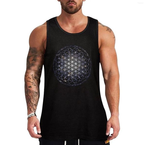 Tanques masculinos Flower of Life - Geometria sagrada cluster de estrela do top Men Men com camiseta sem mangas T -shirt para homem