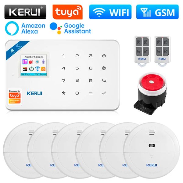 Kitler Kerui W181 Güvenlik Alarm Kiti WiFi GSM Alarm Sistemi Ev için Kablosuz Alarm Desteği Alexa Tuya Akıllı Uygulama Kontrolü Siren ile