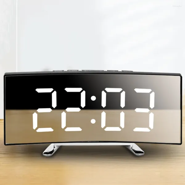 Настольные часы творческий светодиодный изогнутый экранный зеркальный будильник.