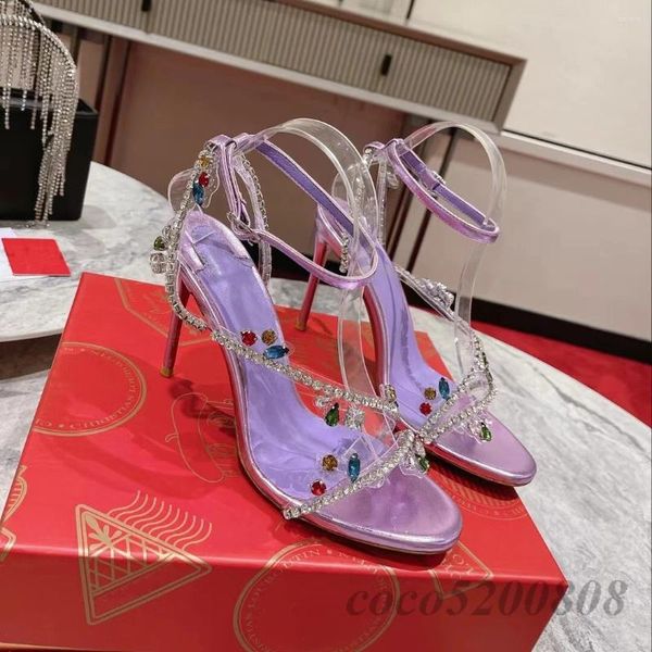 Sandals Summer Women Fashion Genuine Crystal Crystal Super High Tels Pumpe Outfit Runway Party Wedding Woman 2024