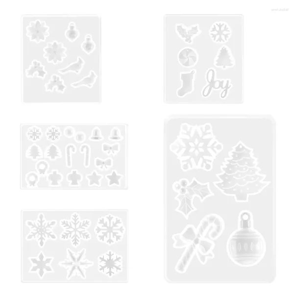 Portachiavi da 5 pezzi in resina natalizia stampi di fiocchi di neve silicone per ornamento domestico