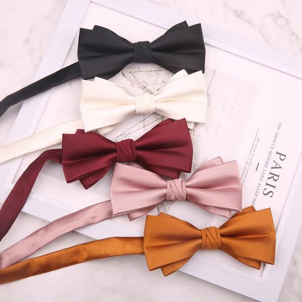 Bogen 12 6cm Tide Koreanische Version Wein rosa schwarzer fester Polyester Bowtie für Männer Business Hochzeits Schmetterling Anzüge Krawatte
