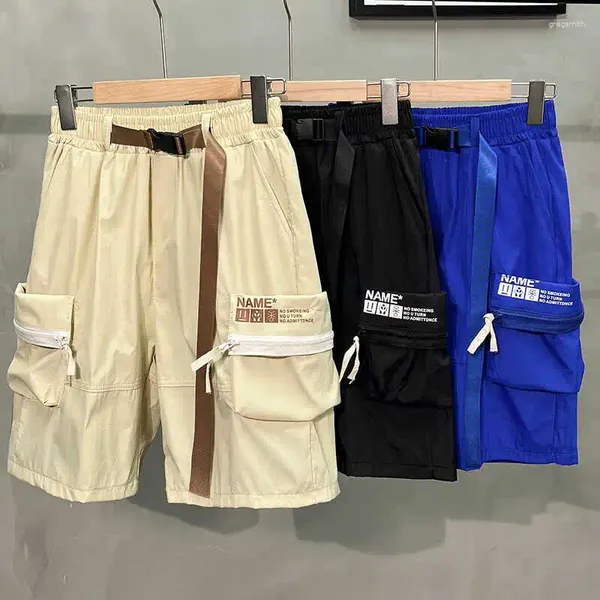 Pantaloni da donna giappone a cintura di contrasto pantaloncini grandi tasca caprista estate americana sciolte indossare rapidamente secco a secco a metà oversize hip hop