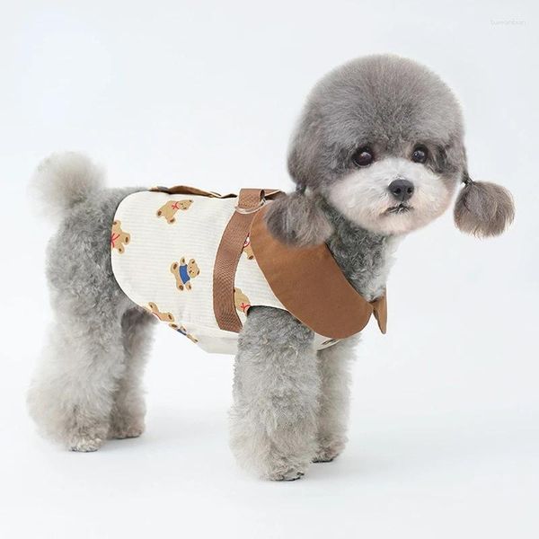 Abiti da cane primavera ed estate a strisce graziose orso simpatico trazione pet hindershirt cucciolo gatto bichon poodle cotone piccolo gilet