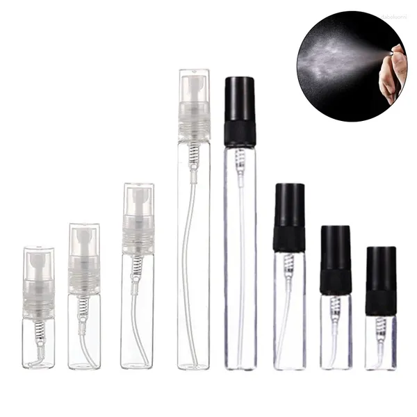 Speicherflaschen 5pcs/Pack 2ml/3ml/5 ml/10 ml transparente Mini tragbare Parfüm separate Abfüllstudienfüllung Probe leere Sprühflasche