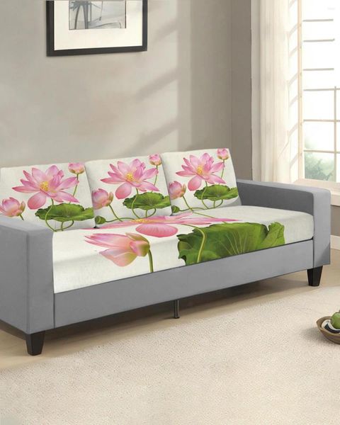 Tampas de cadeira Planta Pink Lotus Sofá Seat Cushion Cover Protetor de mobiliário esticável lavável Removável Slipcovers elásticos elásticos