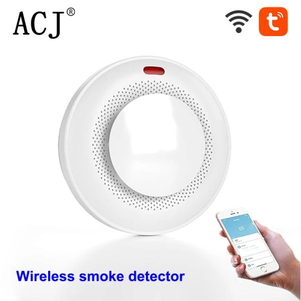 Rilevatore Tuya Wifi Smoke Detector Security Protection Sensore di allarme antincendio Sistema di sicurezza domestica Smart Home Funziona con l'app per smartphone