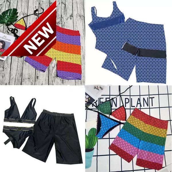 2024 New Fashion Designer Sexy Bikini Set Coppia di costumi da bagno estivo a buon mercato uomini che nuotano camion tessili pantaloni da spiaggia da spiaggia da bagno da bagno per coppie indossano