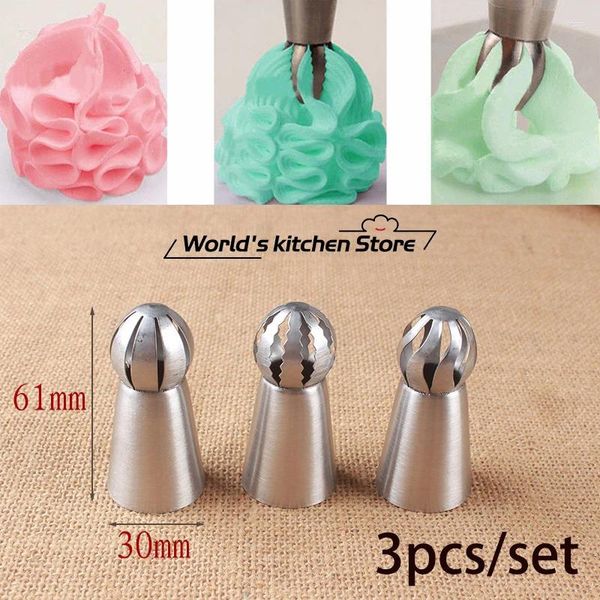 Pişirme Aletleri 3pcs Paslanmaz Çelik Rus Lale Gül Çiçek Nozulları Doğum Günü Cupcake Craft Buzlanma Boru Pastası Dekorasyon Kalıp