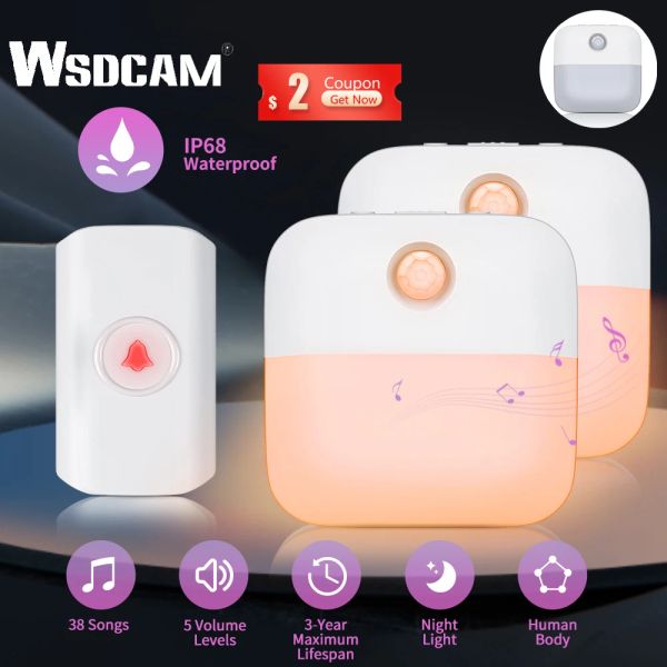 Campanello WSDCAM Wireless Wireless Waterproproof Goring Horing Sensor Range Sensore LED LIGHT 38 Music Port Bell