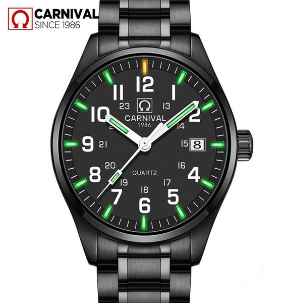 Carnival T25 Tritium Watch Men Fashion Luminous Quarz Owatchs da uomo Orologi Top Brand Luxury Waterproof Orologio Saat Erkekler T8883233
