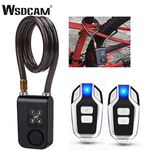 Kits wsdcam 4 dígitos senha bloqueio antitheft de bicicleta inteligente bloqueio sem fio controle remoto bicicleta ciclismo alarme à prova d'água