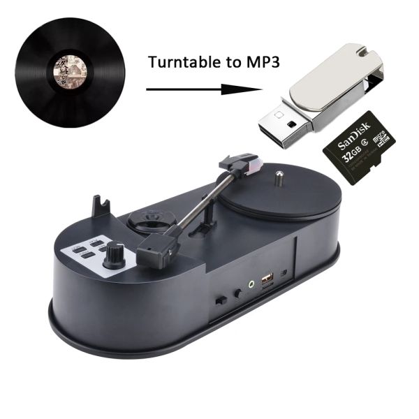 Lautsprecher 33/45 U/min Turntable Player Converter zum Speichern von Vinylmusik -Platten in TF -Karte/USB -integrierten Lautsprecher -Plattentable für MP3 No Not benötigen PC