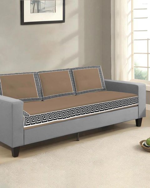 Tampa de cadeira marrom marrom simples chinês sofá geométrico Caso de almofada protetora esticável lavável lavagem elástica removível