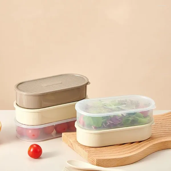 Garrafas de armazenamento 2pcs/conjunto de alimentos plásticos recipientes portáteis Oval Oval Pequeno Organizador de geladeira Selado Crianças de frutas de manutenção fresca