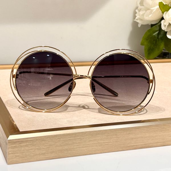 Огромные круглые солнцезащитные очки Gold Grey Gradient 114 Женщины Summer Sunnies Gafas de Sol Designer Солнцезащитные очки Shades occhiali da sole UV400 защита очков