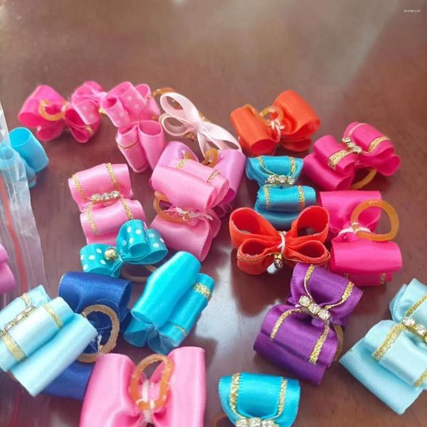 Abbigliamento per cani 5/10 pezzi per gatti per gatto archi casuali di colore elastico di Hallowmas elastici fatti a mano Accessori per la toelettatura boutique