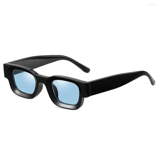 Güneş gözlüğü küçük polarize dikdörtgen kalın çerçeve kare güneş gözlükleri erkek siyah mavi bayanlar tonları uv400 unisex gözlükler