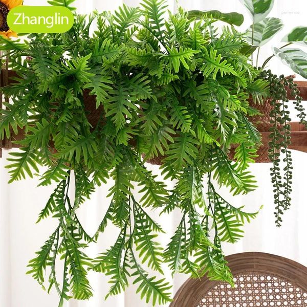 Flores decorativas de 65 cm de planta artificial parede pendurada em videira de videira falsa hera verde caseiro caseiro de decoração de folhagem cana