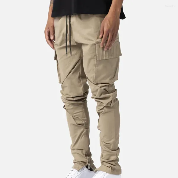 Frauen Jeans Männer schlank Fit Arbeithose Stretch Stoff Jogger Hosen Jogginghosen Multi -Taschenfracht schwarz grauer Khaki