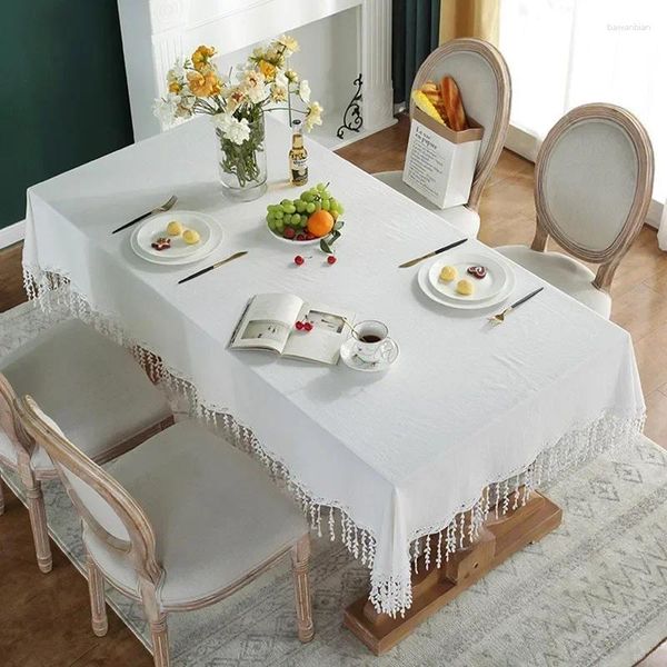 Tavolo panno tovaglie tovaglia in cotone bianco rettangolare per cuscino da pranzo cover tafelkled da banco camino