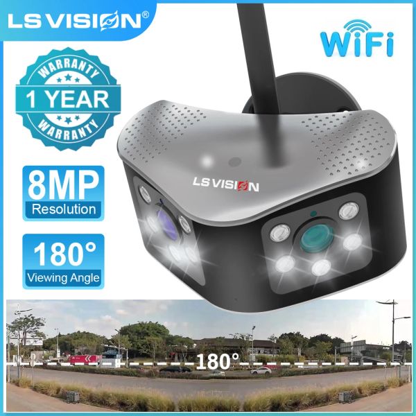 Камеры LS Vision 4K 8MP Wi -Fi Dual Lens Panoramic CCTV камера шириной 180 ° Угол обзора 2 МПОУТДОР ДЕЙСТВЕННЫЙ ДОСТУПЕНИЕ ДОСТАЛО СЕМЕР