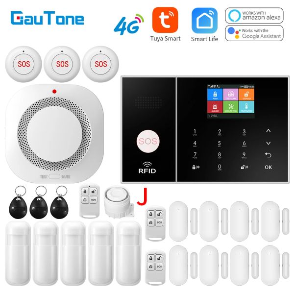 KITS GAUTONE WiFi+4G GPRS Wireless Home Office Building Factory Fire Proofblar Security Alarming System App Remote Control