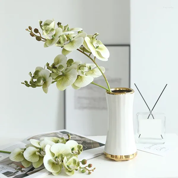 Flores decorativas simuladas de um ramo único adesivo de borboleta orquídea Mesa de jantar Mesa