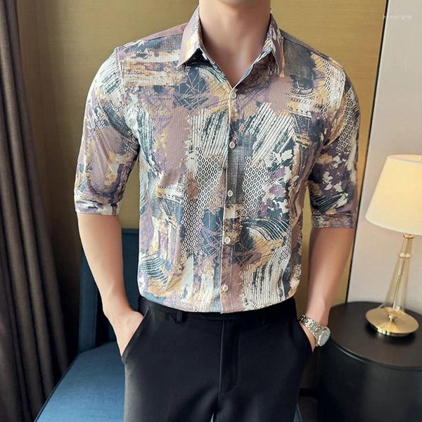 Camicie casual maschile di alta qualità a mezza vena floreale per uomo primavera estate camicia da uomo stampata plus size camisas de hombre