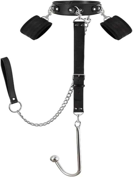BDSM STARGE STEP Устройства Анал крюк с цепью тяги, заглушка для крючка с регулируемыми наручниками воротнич