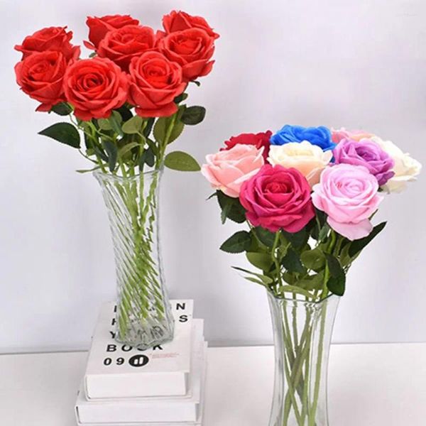 Fiori decorativi 1 pezzi eleganti rose di seta fai -da -te realistiche creative artificiali semplici bei bouquet falsi per regalo