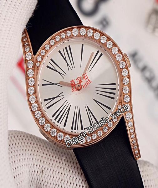 Günstige neue Limelight Gala G0A40261WHITE Dial Swiss Quartz Womens Watch Rose Gold Hülle Diamant Lünette Sapphire Lederband Lday Wat3200229