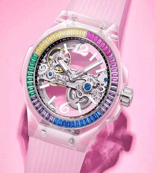 Orologi da polso Hanboro autentico marchio Donne automatiche Orologi Skeleton Tourbillon Ladies Mechanical Watch Luxury Fashion Business Rel3204403