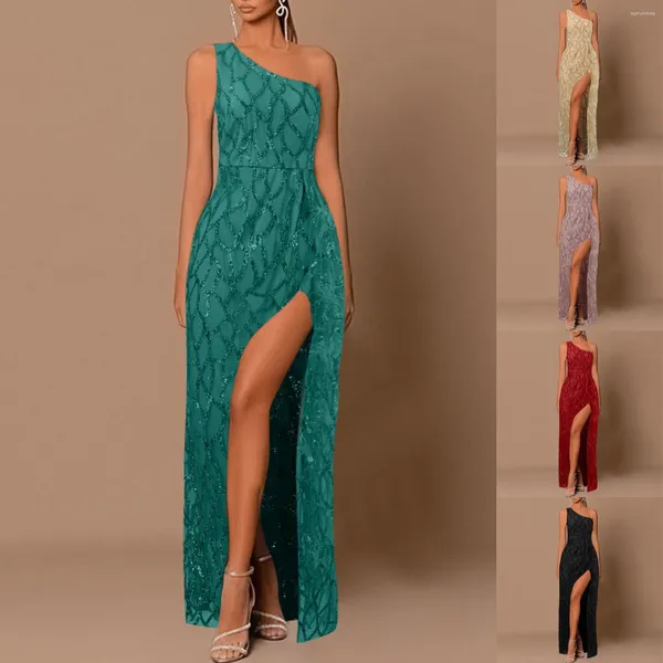 Vestidos casuais 2024 fronteira com comércio externo cor de lantejoul de lantejoulas de fada longa com mangas compridas elegantes elegantes para mujer vestidos de Fiesta