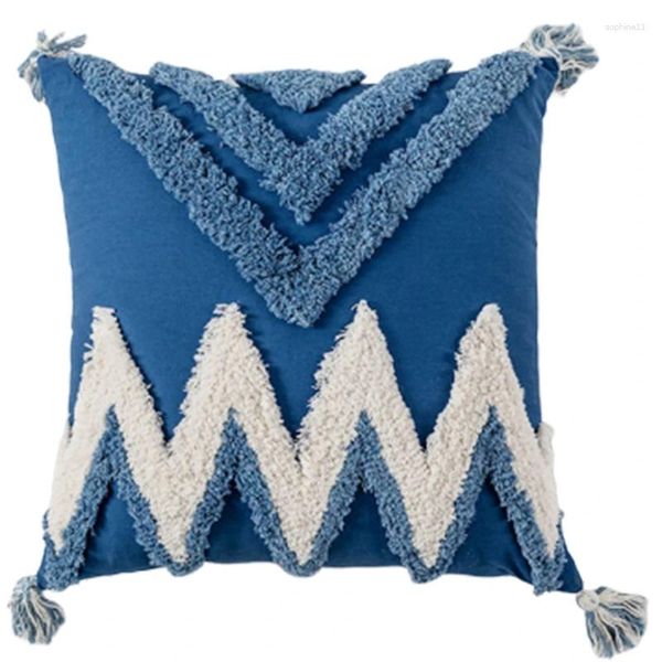 Cuscino Coperture di lancio boho moderno decorazione tribale blu trapunta